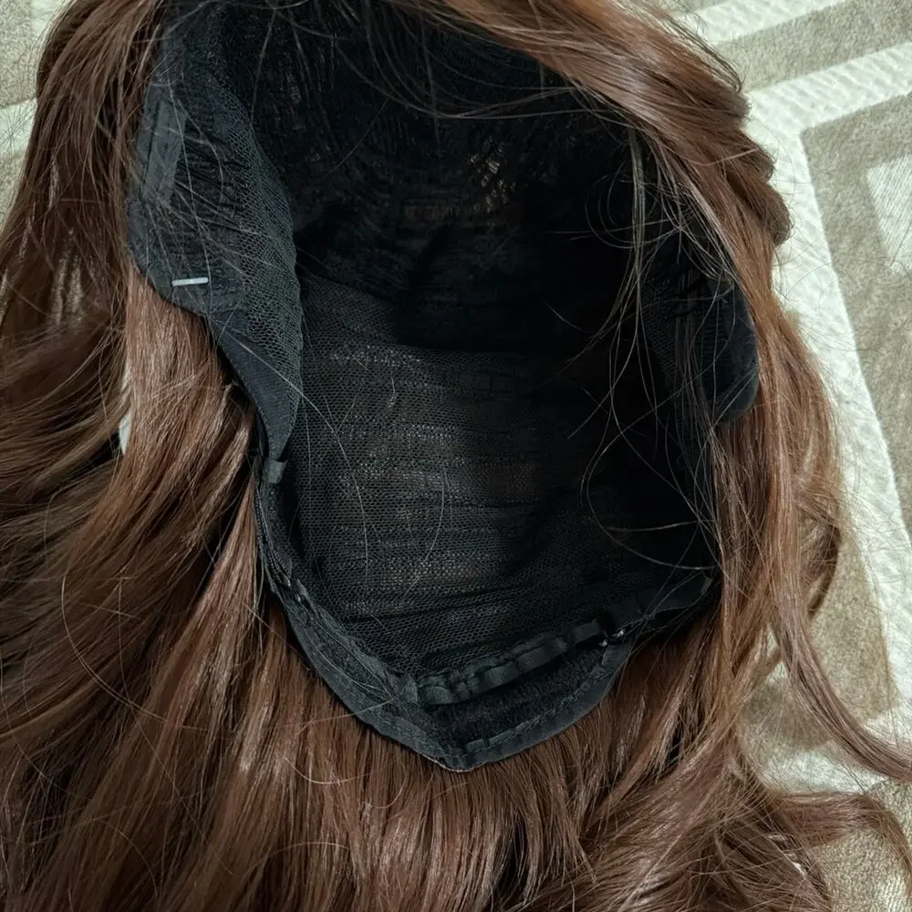 Synthetic Red Wig with bangs and beautiful wavy layers 26 inches